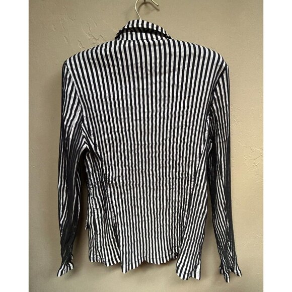 Frank Walder Womens Size 10 Button Up Shirt Long Sleeve Linen Blend Top Striped - Picture 2 of 9